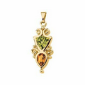 14K Yellow Gold Genuine Citrine and Peridot Pendant